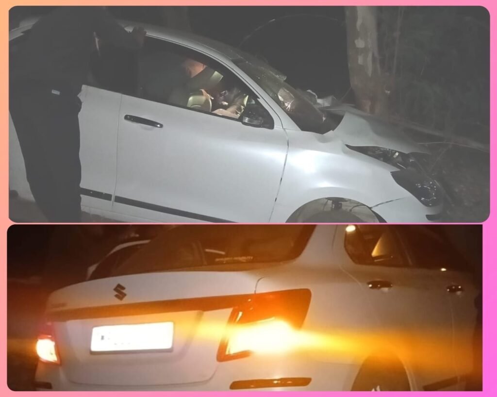 अमेरा बस स्टैंड के पास पेड़ से टकराई कार, 4 घायल — डायल-112 की तत्परता से समय पर पहुंचा इलाज