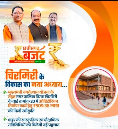 चिरमिरी को मिली विकास की बड़ी सौगात: ₹5.09 करोड़ की लागत से बनेगा अत्याधुनिक ऑडिटोरियम e05a7504 32bd 4ca7 a578 4b9d04fedf9b