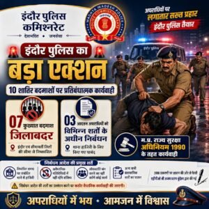 कमिश्नर इंदौर ने 10 शातिर बदमाशों के विरुद्ध जारी किए गए प्रतिबंधात्मक आदेश 28a992ea 4361 46b4 8e5a 6ee393a2c09c