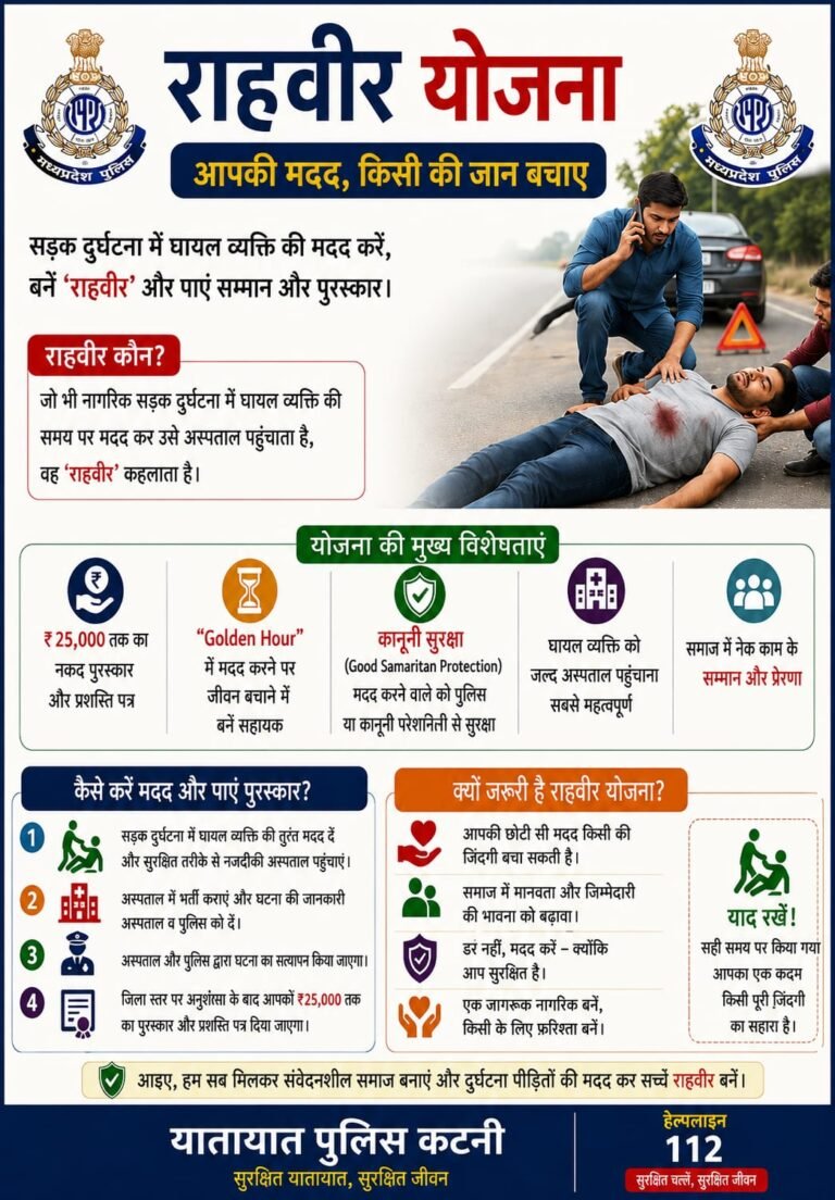 पुलिस अधीक्षक श्री अभिनय विश्वकर्मा (IPS) की संवेदनशील पहल से राहवीर योजना के पात्र हितग्राहियों को दिलाया जा रहा लाभ WhatsApp Image 2026 07 21 at 19.01.40
