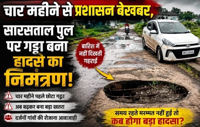 चार महीने में छोटा गड्ढा बना बड़ा खतरा, सारसताल पुल पर हादसे का इंतजार? 7cc1eb17 745b 4677 a623 a3bf6b1cedb5