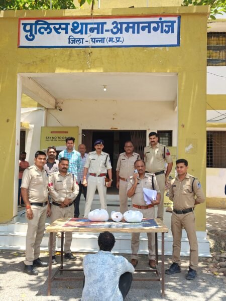 पन्ना पुलिस द्वारा अमानगंज थाना क्षेत्र में अवैध मादक पदार्थ (गाँजा) की तस्करी करने वाले 01 आरोपी के विरुद्ध की गई वैधानिक कार्यवाही WhatsApp Image 2026 08 02 at 12.31.36