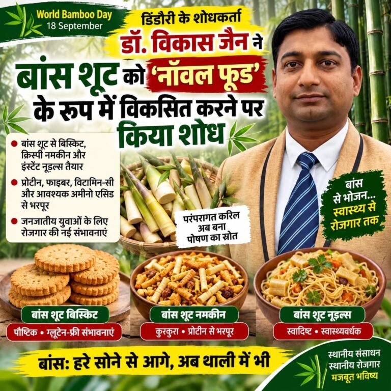 बांस की ‘करिल’ से बिस्किट, नमकीन और नूडल्स; डॉ. विकास जैन के शोध ने दिखाई रोजगार की नई राह 1c2ebfc7 70a2 4085 a93a 5befc5d40a6b