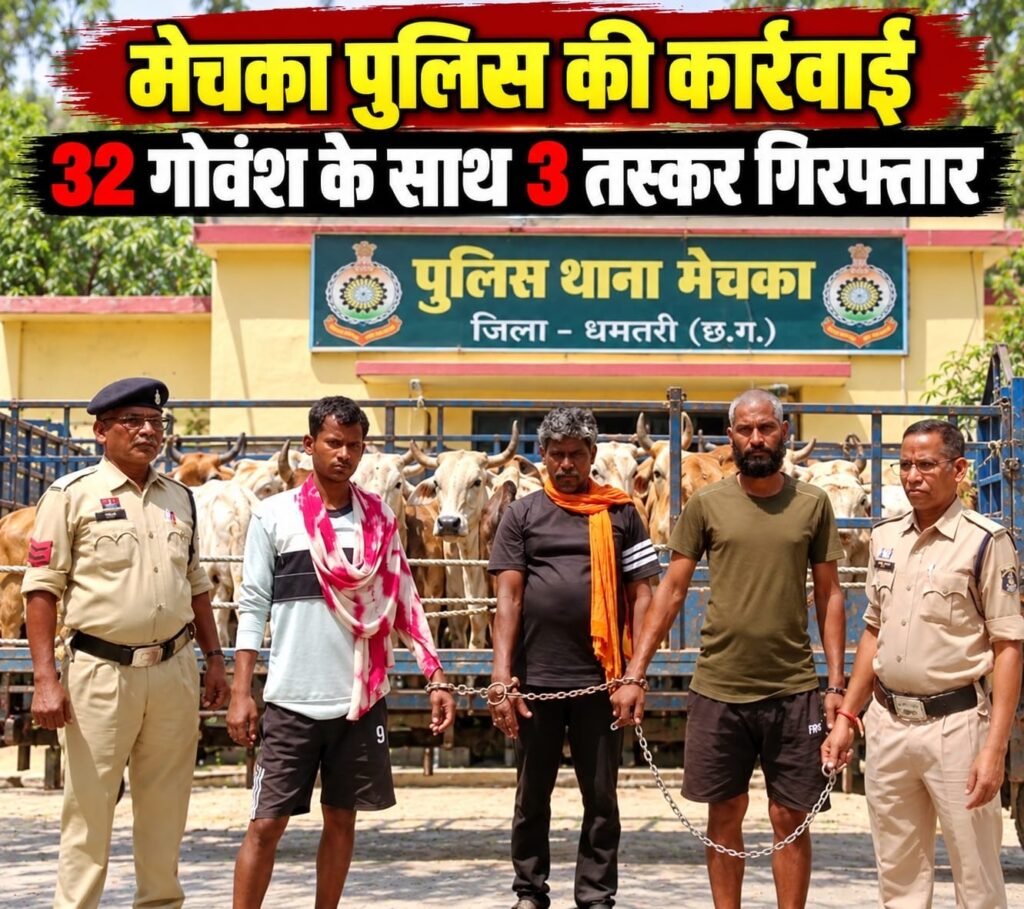 जंगल के रास्ते 32 गोवंश को ओडिशा ले जा रहे थे तस्कर, मेचका पुलिस ने तीन को दबोचा f94f2233 7934 4659 9a15 7123549c7e67