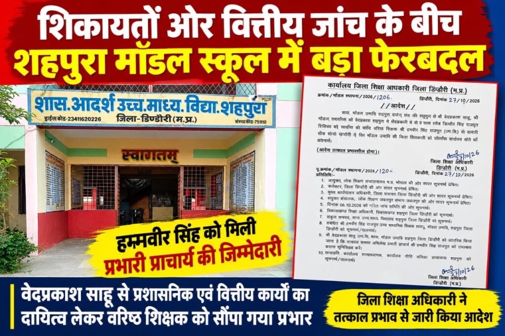 लगातार शिकायतें, वित्तीय जांच और फिर प्रशासनिक बदलाव—शहपुरा मॉडल स्कूल का मामला चर्चा में 0e56038e 05f3 437f 9dc4 8234627203b0