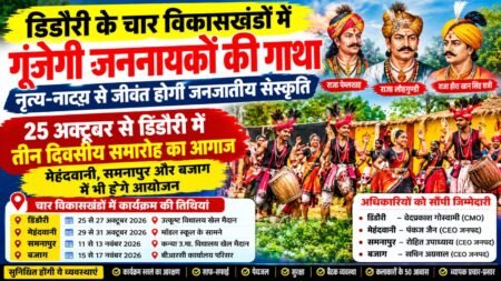 डिंडौरी के चार विकासखंडों में गूंजेगी जननायकों की गाथा, नृत्य-नाट्य से जीवंत होगी जनजातीय संस्कृति 1c6d0cd3 a090 454f bd74 220d56d61ff7