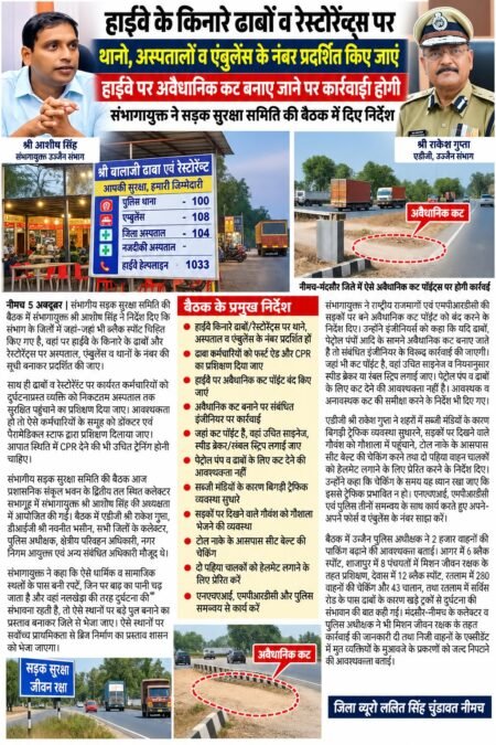 हाईवे के किनारे ढाबों व रेस्टोरेंन्ट्स पर थानों, अस्पतालों व एंबुलेंस के नंबर प्रदर्शित किए जाएं । WhatsApp Image 2026 10 06 at 11.39.44