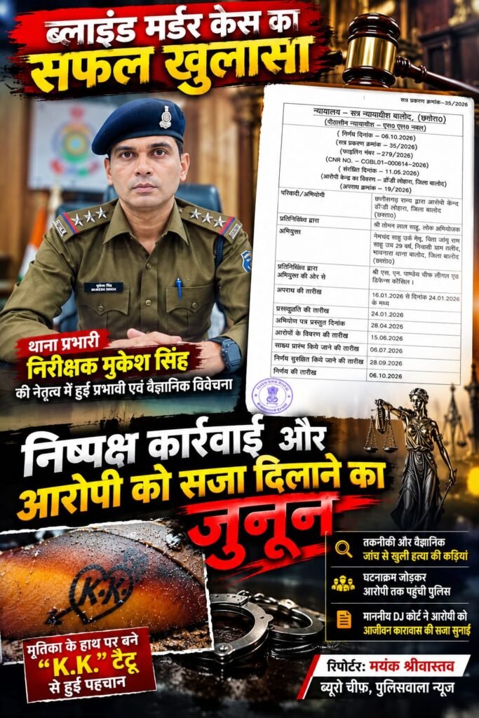 थाना प्रभारी मुकेश सिंह की निगरानी में ब्लाइंड मर्डर का खुलासा, आरोपी को आजीवन कारावास WhatsApp Image 2026 10 07 at 08.18.40