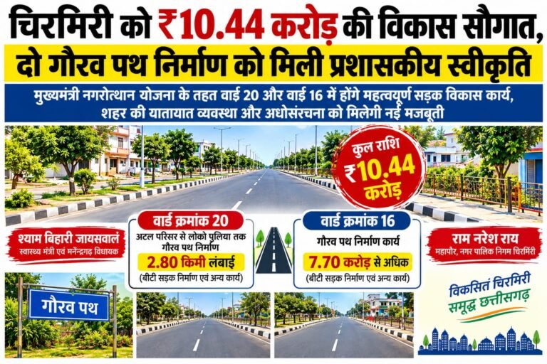 चिरमिरी को 10.44 करोड़ की विकास सौगात, दो गौरव पथ निर्माण को मिली प्रशासकीय स्वीकृति WhatsApp Image 2026 10 08 at 13.44.43